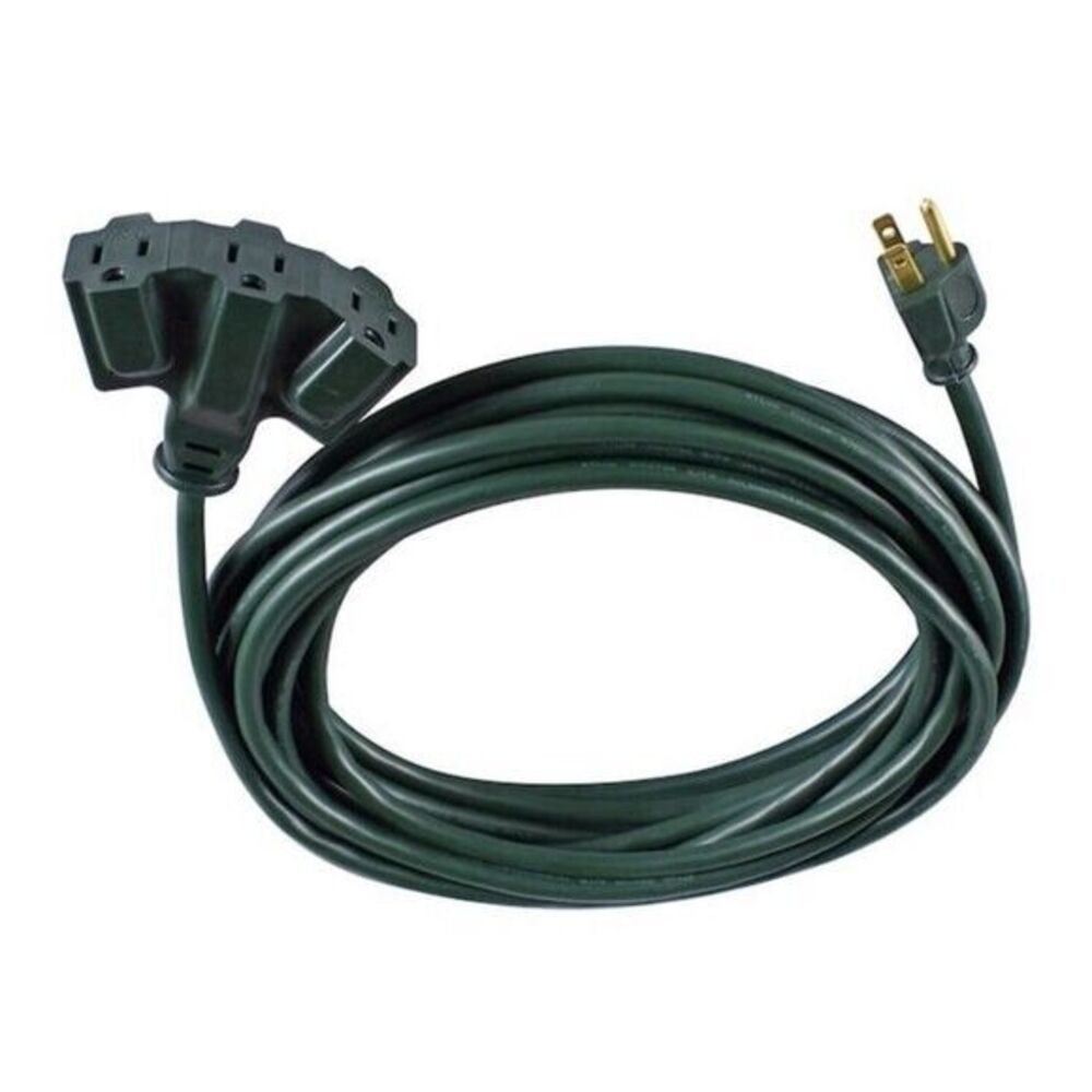25 Ft Utilitech Triple Tap Outdoor Extension‎ Cord 16 Gauge 13 Amp New